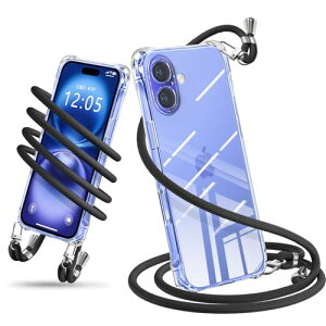 iPhone 16 Plus �P�[�X �V�����_�[ �N���A iPhone16 Plus �X�}�z�P�[�X �A�C�t�H��16Plus �J�o�[ ���|�� �΂߂��� �ϏՌ� ���� TPU ���^ �y�� �g�уP�[�X �R�t�� �΂߂��� �D��X�g���b�v�t�� �l�b�N�X�g