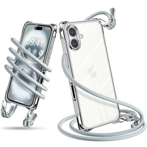 iPhone 16 Plus �P�[�X �V�����_�[ �N���A iPhone16 Plus �X�}�z�P�[�X �A�C�t�H��16Plus �J�o�[ ���|�� �΂߂��� �ϏՌ� ���� TPU ���^ �y�� �g�уP�[�X �R�t�� �΂߂��� �D��X�g���b�v�t�� �l�b�N�X�g