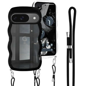 Google Pixel 9 / Google Pixel 9 Pro �P�[�X �N���A �V�����_�[ �O�[�O�� �s�N�Z��9 �v�� �J�o�[ �E�F�[�u ���� ��|�� ������ �΂߂��� �R�t�� �X�g���b�v�t�� TPU �؍� ���킢�� ���� ���^ �y�� �Ϗ�