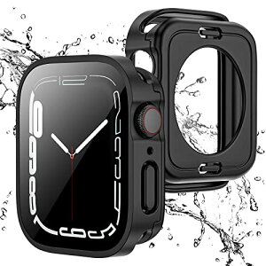 Apple Watch �P�[�X Series 9 / 8 / 7 41mm �A�b�v���E�H�b�` PC�f��+9H�d�x�K���X �h�� �h�o ��̌^ �����x ���ϋv�� �ϏՌ� 2 in 1 �O���d�\���S�ʕی� �����ȒP iWatch 41mm �u���b�N