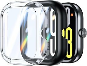 [2���Z�b�g] Redmi Watch 5 �P�[�X PC+�����K���X�t ��̌^ �ی�P�[�X �K���X�t�C������̌^�P�[�X ���˒ጸ �w��ጸ ���{�� �S�ʕی� �ώw�� ������ �����ߗ� Redmi Watch 5 �P�[�X (�u���b�N+ �N��