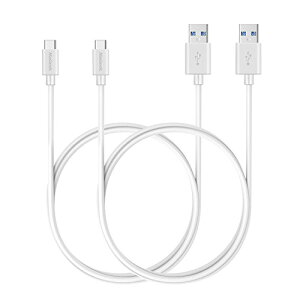 [2�{�Z�b�g] USB Type-C 3.0 �P�[�u�� USB 3.0 & USB-C 3.0 �P�[�u�����������Ə[�d �P�[�u�� Galaxy S10 / S9 / S9+ / iPad Pro (2018 11�C���`) / MacBook / MacBook Air (2018) / Xperia XZ1 �Ή� (1.0m ��)