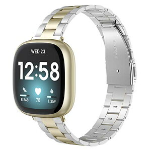 Fitbit Versa4 / Versa3 �o���h / Fitbit Sense2 / Sense�o���h Sense / Versa �S�V���[�Y�ɑΉ� Fitbit Versa4 �X�e�����X�o���h �X�e�����X�� Fitbit Sense2�r�W�l�X�o���h �����x���g �H��t�� (�S�[���h�{�V���o�[)
