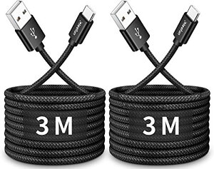 USB Type C �P�[�u�� 3m 2�{ �}���[�d �^�C�v C �P�[�u�� ���� �����f�[�^�]�� �R�[�h �^�C�vc ���ϋv �f���h�~�i�C���� iPhone 15Pro iPhone15 Galaxy S10 S9 Note10 9 A22 A21 A20 Xperia Sense3��type-c�@��Ή�