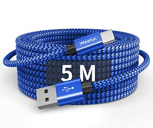 USB Type C �P�[�u�� 5m / 1�{ �^�C�vC �P�[�u�� ���� USB A to USB C �P�[�u�� QC3.0�Ή� �[�d�R�[�h �^�C�vc ���ϋv�i�C���� Galaxy Note Xperia LG Switch Pixel GoPro Hero 5 / 6�Ȃ�Type-c�@��Ή� �u���[