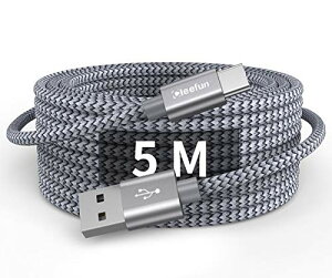 USB Type C �P�[�u�� 5m / 1�{ �^�C�vC �P�[�u�� ���� USB A to USB C �P�[�u�� 5m QC3.0�Ή� �[�d�R�[�h �^�C�vc ���ϋv�i�C���� Xperia Galaxy Note Pixel Switch LG GoPro Hero 6 / 7�Ȃ�Type-c�@��Ή� �O���[