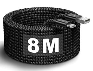 USB Type C �P�[�u�� ������ 8m �^�C�vC �P�[�u�� ���� USB A to USB C �P�[�u�� 8m QC3.0�Ή� �R�[�h �^�C�vc ���ϋv�i�C���� Galaxy Note Xperia LG Switch Pixel GoPro Hero 5 / 6��USB-C�@��Ή� �u���b�N