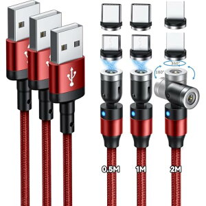 USB�P�[�u�� �}�O�l�b�g �[�d�P�[�u�� USB�P�[�u�� 3�{�Z�b�g (0.5M+1M+2M) 360�x+180�x��] ���� ���C �h�o ���E�� ���C�g �}�C�N��USB Type-C �R�l�N�^ �^�C�vc Micro USB Cable - TZD - ���b�h