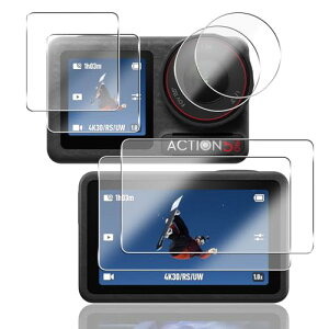 Action 5 Pro �K���X�t�B���� + �J�����ی� DJI Osmo Action 5 Pro �ی�t�B���� �d�x9H �ϏՌ� ��U�h�~ �w��h�~ �S�ʕی� 2+2+2���Z�b�g