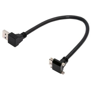 USB�P�[�u�� USB 3.0 A �I�X �_�E���A���O�� 90�x����Micro-B 3.0 �v���O�A�b�v�A���O�����b�N�X�N�����[�p�l���P�[�u�� 25cm