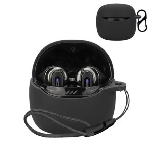 JBL TUNE FLEX 2 �P�[�X �J�o�[ ���C�����X�C���z�� �V���R�� �ی�P�[�X (�J���r�i�t��+�X�g���b�v�t�� ) �����h�~ �L�Y�h�~ �ϏՌ� �����[�d�\ �h�� �h�o (�u���b�N)