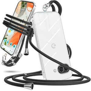 Google Pixel 9A �P�[�X �N���A �V�����_�[ �s�N�Z��9a �X�}�z�P�[�X �J�o�[ ���|�� �΂߂��� �ϏՌ� �S���� TPU ���^ �R�t�� �΂߂��� �X�g���b�v�t�� �l�b�N�X�g���b�v ���������\ ���O����