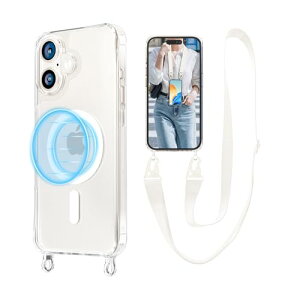 iPhone 16 Plus �P�[�X MagSafe �N���A �}�O�l�b�g�� �X�g���b�v ���������\ ���O���\ �����h�~ �����Y�ی� �l�b�N�V�����_�[ ���|�� �΂߂��� �A�C�t�H�� 16 Plus �P�[�X (iPhone 16 Plus ���A�P�[