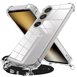 Xperia 1 VI �P�[�X �N���A �V�����_�[ �X�g���b�v �O���f�[�V�����J�o�[ �R�t�� ���|�� �΂߂��� SO-51E SOG13 XQ-EC44�P�[�X �ϏՌ� TPU �G�A�N�b�V���� ���߉\�� ���� ���^ �y�� �l�b�N�X�g���b�v 