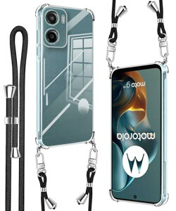 moto g05 / moto e15 �P�[�X �N���A �J�o�[ �V�����_�[�X�g���b�v �ϏՌ� ���|�� �΂߂��� ��|�� ���� TPU �X�g���b�v�t�����^ �y�� �l�b�N�X�g���b�v �����\ ���O���\ ���C�����X�[�d�Ή� 