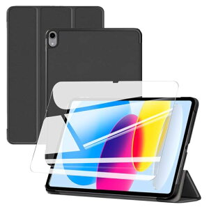 iPad 11���� / 10���� �P�[�X �t�B���� 2025 / 2022 A16 / A15 iPad 11�C���` �ی�P�[�X �K���X�t�B���� �Z�b�g �y�� �J�o�[ �p�x���� �㎿PU�� ����h�~ �S���ʃJ�o�[ �ϏՌ� �u���b�N +�ی�t�B����1��