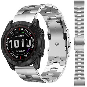Garmin TACTIX 7 / DELTA / Enduro / Garmin Enduro2 / Garmin Fenix 7X / 6x pro / 6x / 5x / 5x plus 26mm �o���h Garmin Fenix 7X �����o���h ���� �X�e�����X�o���h �X�e�����X ���߉\ �r�W�l�X�� (�V���o�[)