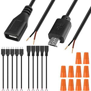 �}�C�N��USB�P�[�u�� 5V �d���� Micro USB�R�l�N�^���X�I�X�����P�[�u�� �}�C�N��USB����[�q2�s���[�d��v���O���C�� Arduino�p��LED�p 5 ��Micro USB �I�X + 5 ��Micro USB ���X 10��