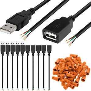 USB�P�[�u�� 4�s�� �I�[�v�����C�� USB 2.0�^�C�vA���X�I�X Arduino�p DIY USB�d�� 5 �� USB�I�X+ 5 �� USB���X�̂��߂̃f�B�b�vUSB����