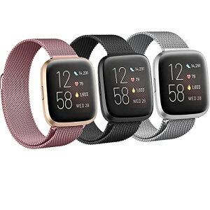 Fitbit versa 2 / versa / versa Lite �o���h �X�e�����X �}�O�l�b�g�o���h �����Y ���f�B�[�X �N���V�b�N �r�W�l�X ���͎��� �t�B�b�g�r�b�g versa 2 / versa / versa Lite�X�}�[�g�E�H�b�`�o���h (�V���o�[ / 
