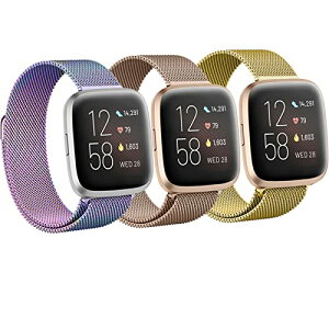 Fitbit versa 4 / Fitbit versa 3 / Fitbit Sense 2 / Fitbit Sense �o���h �X�e�����X���ߋ��� �}�O�l�b�g �������� �ʋC ���b�V�� �x���g �j�����p ���͎��� (�S�[���h / ���[�Y�S�[���h / �J���t��) -L