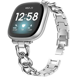 Fitbit Versa 4 / Fitbit Versa 3 / Fitbit Sense 2 / Fitbit Sense �o���h �����x���g �X�e�����X�� �ւ��x���g �H��s�v�Œ������߉\ �����p�o���h ���f�C�[�Y �x���g (A-�V���o�[)