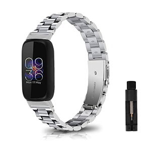 Fitbit Inspire 3 �o���h �X�e�����X�� �T�C�Y���߉\ �����H��t�� �X�g���b�v �r�W�l�X�� ���ɂ₳���� �����Y�����f�B�[�X�p �x���g �ւ��x���g �R���p�`�u�� Fitbit Inspire 3 (��)