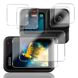 Gopro Hero 12 / Hero 11 / Hero 10 / Hero 9 Black �K���X�t�B���� 4�� + �����Y�ی�t�B���� 2�� �d�x9H Gopro Hero12 / Hero11 / Hero10 / Hero9 Black �t�B���� �ی�t�B���� �ϏՌ� ��U�h�~ �S�ʕی� �����x�^�b�` �C