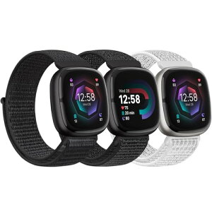 Fitbit Versa 4 / Sense 2 / Versa 3 / Sense �x���g �i�C���� �����p �o���h ���f�B�[�X �����Y �\�t�g �ʋC�� �X�g���b�v �X�|�[�c �\�� ���[�v �����p���X�g�o���h