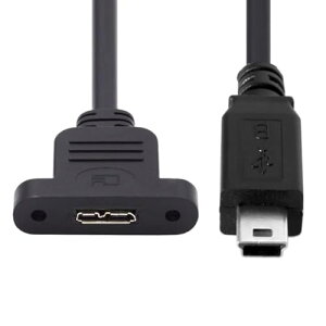 USB�P�[�u�� Mini USB 2.0 5�s�� �I�X - Micro 3.0 Type-B ���X �X�N�����[�}�E���g�^�C�v �����P�[�u�� 480Mbps