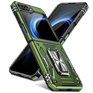 Galaxy Z Flip5 �P�[�X �����O�t�� �Ռ��z�� �ϏՌ� �X�^���h�@�\ �T���X�� �M�����N�V�[ z flip5 �P�[�X �S�ʕی� 360°��] ���藎���ɂ��� �l�C ������� �X�}�z�J�o�[ �I���[�u�O���[��