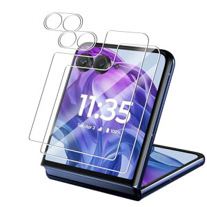Motorola Razr 50 Ultra �K���X�t�B���� 2�� + �����Y�ی�t�B���� 2�� �t�B���� �t���ی�t�B���� �S�ʕی� �ϏՌ� �ɔ� �C�A�[�� �w��h�~ �����Y�ی�t�B����*2+�w�ʃt�B����*2