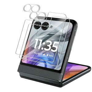 Motorola Razr 50 / Razr 50S �K���X�t�B���� 2�� + �����Y�ی�t�B���� 2�� �t�B���� �t���ی�t�B���� �S�ʕی� �ϏՌ� �ɔ� �C�A�[�� �w��h�~ �����Y�ی�t�B����*2+�w�ʃt�B����*2