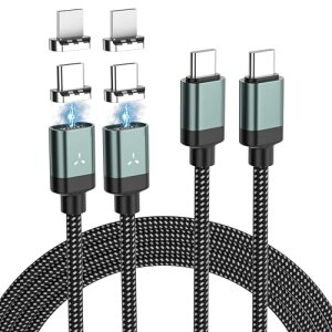 TYPE C �P�[�u�� 60W / 27W PD�Ή� 3A�}���[�d �f�[�^�]�� �h�o���� led�ʓd�w�� i���i / �ݔ��Ή� iPhone 15 / MacB00k Pro / Air / �}�O�l�b�g �[�d�P�[�u�� iphone16 2�{���� 1.2m+2m