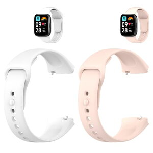 Redmi Watch 3 Active �E�H�b�` �x���g �V���R���� �X�|�[�c�o���h �_�炩�� �ʋC �ϏՌ� �h�� 2�{�Z�b�g �����p�o���h �j�� ���� �����Y�����f�B�[�X (�z���C�g+�s���N)
