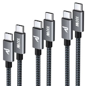 USB C �P�[�u�� PD3.0�Ή� 100W / 5A �������[�d 3�{�Z�b�g 1m+1m+2m �f�[�^�]�� �f���h�~ ���ϋv�i�C���� iPhone17 / Air / 16 / 16e / 15 �[�d MacbookPro / iPad Pro&Air / Galaxy / Sony�Ȃ�Type C�@��Ή� ��