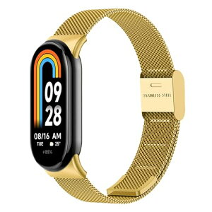 Xiaomi Smart Band 10 / 8 / Xiaomi Mi Band 10 / 8 �x���g �����x���g �X�e�����X�`�[�� �����o���h �ւ��X�g���b�v �h�K �����ȒP �r�W�l�X�� �j�����p (�S�[���h)