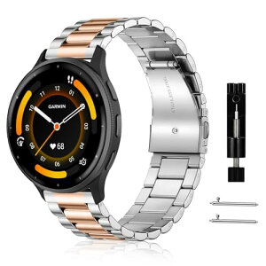 Garmin Venu 4 45mm �x���g 22mm �o���h �X�e�����X�`�[�� �����o���h �����x���g �ւ��X�g���b�v �h�K �ϋv���̂��� �r�W�l�X�� �V���o�[���[�Y�S�[���h