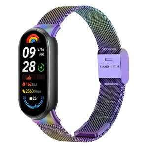 Xiaomi Smart Band 10 / 9 / Xiaomi Mi Band 10 / 9 �x���g �����x���g �X�e�����X�`�[�� �����o���h �ւ��X�g���b�v �h�K �����ȒP �r�W�l�X�� �j�����p (�J���t���ȐF)