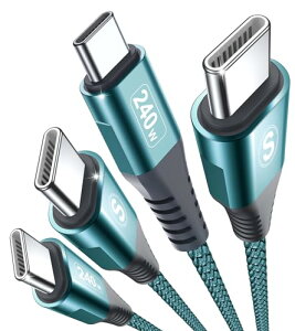 USB C�P�[�u�� 2M / 2�{�Z�b�g ���}���[�d USB Type C �P�[�u�� ���ϋv PD3.1 240W iPhone 15 Plus Pro MAX MacBook Pro iPad mini Matebook iPad Pro Xperia Samsung Galaxy S25 S24 S23 S22 S21 S20,Google Pixel��Type C�@��Ή� (�O���[��)
