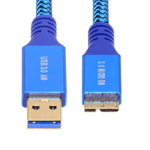 USB�P�[�u�� 5Gbps USB 3.0 Type-A �I�X - USB3.0 Micro-B �I�X ���� �ґg�P�[�u�� �X���[�u �u���[ �f�B�X�N SSD �J���� �f�[�^�p 0.3m