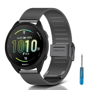 Garmin Forerunner 570 42mm / Forerunner 165 / 165 music / Garmin Approach S50 / S44 / Vivoactive 6 / Vivoactive 5 / Venu Sq 2 / Venu 2 Plus �x���g 20mm �X�e�����X �����o���h �����x���g �ւ��X�g���b�v �j�����p (�u���b�N)