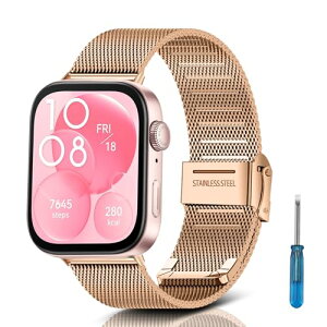 Huawei Watch Fit 4 / Fit 4 Pro / Huawei Wacth Fit 3 �����x���g �X�e�����X�`�[�� �����o���h �ւ��X�g���b�v �h�K �X�e�����X �����ȒP �������t�� �r�W�l�X�� �j�����p �ϋv���̂��� ( ���[�Y�S�[��