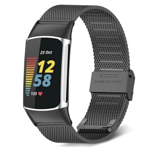 Fitbit Charge 5 �o���h �����x���g �X�e�����X �ւ��x���g �������߉\ �j�����p Fitbit Charge 5 �Ή� �����o���h (�u���b�N)