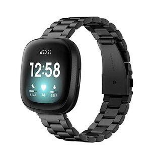 Fitbit Versa 4 / Sense 2 / Versa 3 / Sense �o���h ���� �X�e�����X �����p �x���g �����x���g (�u���b�N)