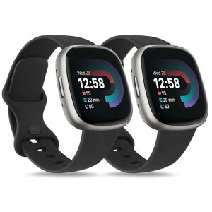 Fitbit Versa4 �x���g Versa3 �o���h �t�B�b�g�r�b�gSense / Sense 2 �x���g �V���R�������o���h �����x���g �_�炩�� �V���R���o���h ���߉\ (�u���b�N+�u���b�N,Small)