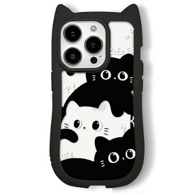 iPhone 13 Pro Max / 12 Pro Max ケース カバー 可愛い 韓国 猫耳 TPU 柔軟 ハイブリッド シリコン バンパー かわいい 透明ケース アイフォン13 / 12 プロ マックス カバー 耐衝撃 軽量 薄型 おしゃれ 黄ばまない ストラップホール付き ピンク黒猫3