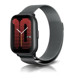 Amazfit Active 2 / Amazfit Active / GTR Mini / GTS 4 / GTS 4 Mini / Bip 3 / Bip 3 Pro �x���g 20mm �o���h �����x���g ���C �o�b�N���t�� �X�e�����X �}�O�l�b�g ������� ���߉\ �����x���g (�O���[)