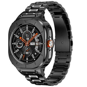 Galaxy Watch Ultra 47mm �x���g �X�e�����X �o���h ���� ���� �J�o�[�t�� ��� �v���e�N�^�[�P�[�X ���^���o���h Samsung Galaxy Watch 8 / 7 Ultra (2025 / 2024) �j���p (�u���b�N)