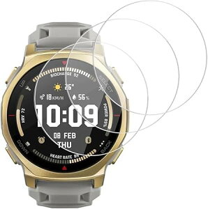Amazfit T-Rex 3 Pro 44mm �K���X�t�B���� Amazfit T-Rex 3Pro 44mm �t���ی� �����K���X �ی�t�B���� �d�x9H �ϏՌ� ��U�h�~ �w��h�~ �����ߗ� �C�A�[�� �����z�� 2.5D �t�B���� 3������